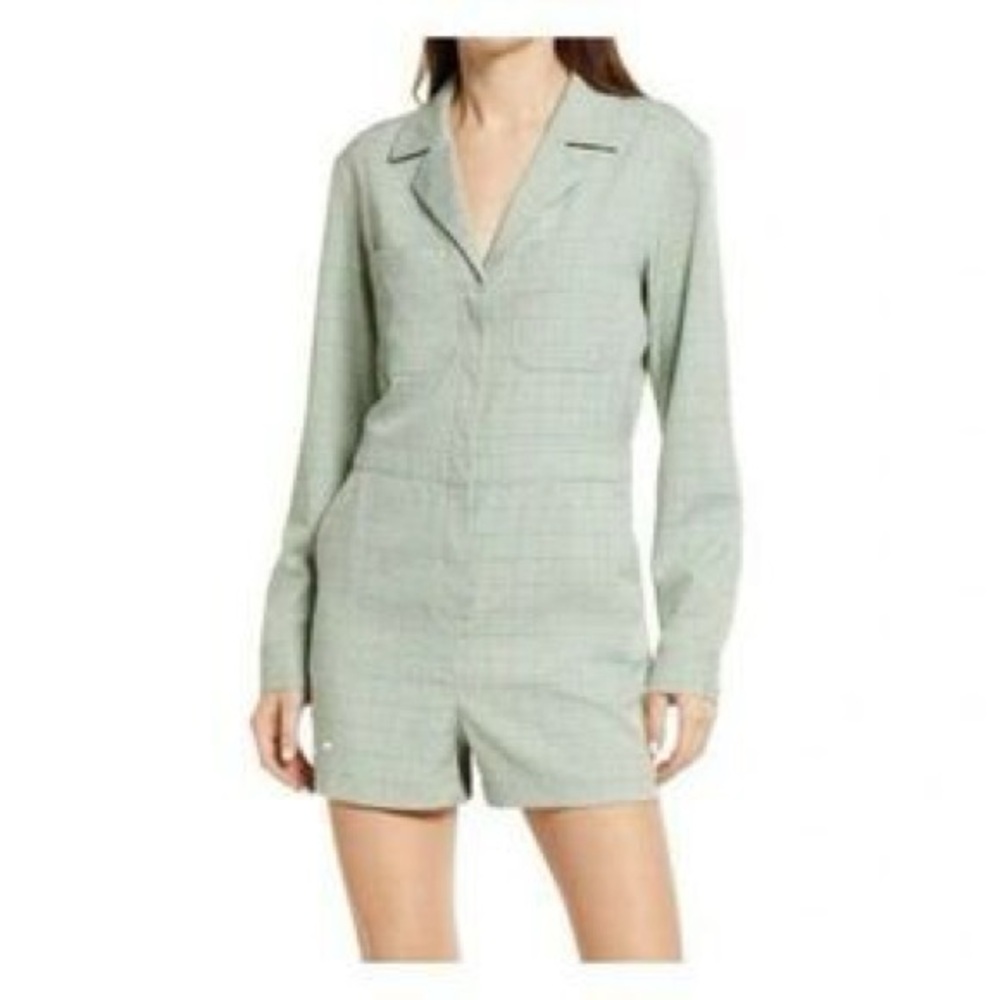 Treasure & Bond Sage Green Plaid Blouse